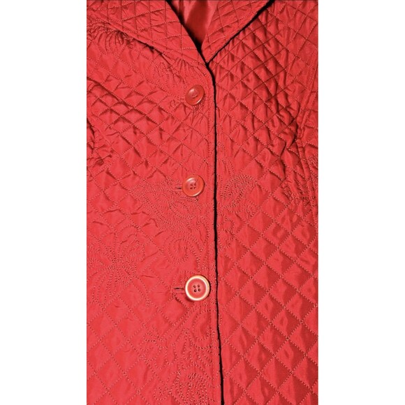 RQT Quilted Jacket Womens Size Petite Medium PM Red Lightweight Button Front - Picture 2 of 14